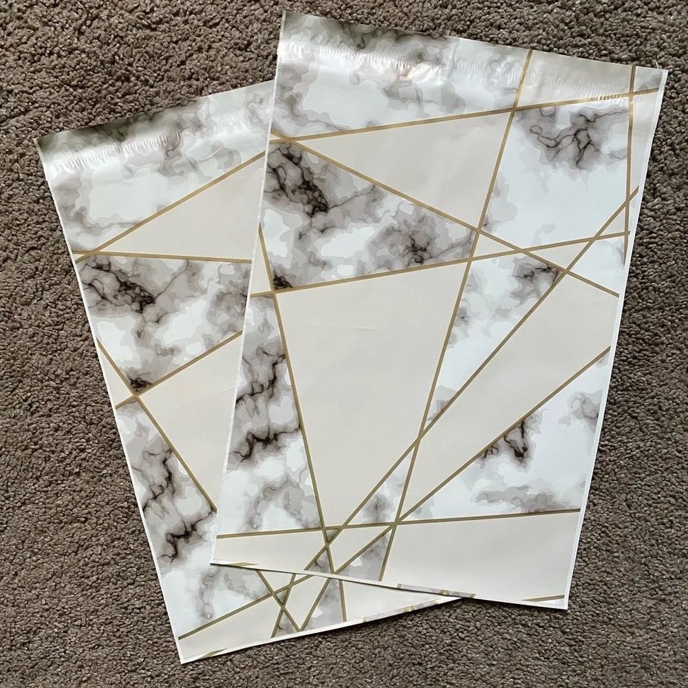 Marbled 10x13 poly mailers and matching “thank you” cards